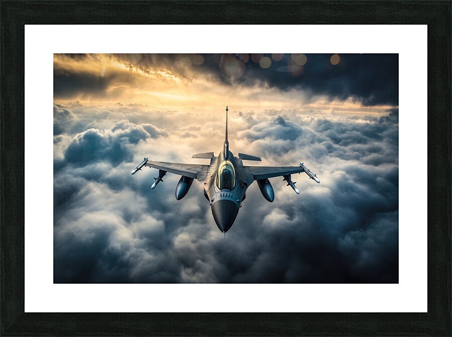 F16 Fighter Jet and Dramatic Clouds Picture Frame print