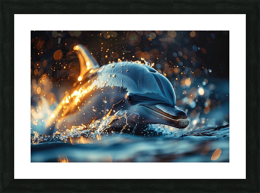 Dolphin 01 Warm Light Picture Frame print