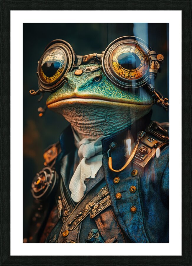 Steampunk Frog Adventurer Picture Frame print