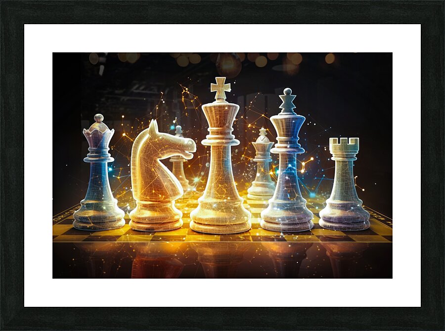 Cyber Chess Game Picture Frame print