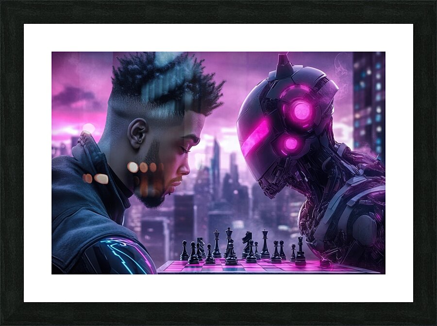 Cyber Chess Strategy Showdown Picture Frame print