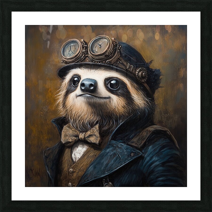 Steampunk Sloth Gentleman Picture Frame print