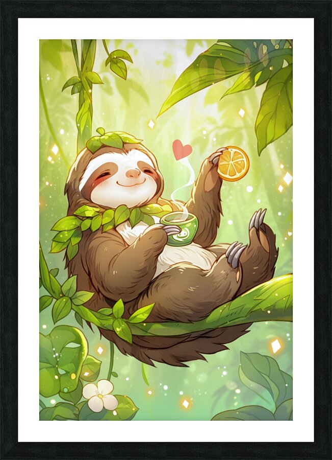 Tea Time with a Sloth Picture Frame print