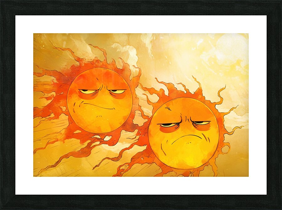 Two Grumpy Suns Picture Frame print