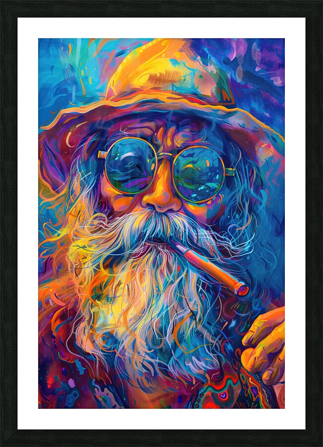 Happy Psychedelic Hippie 01 Picture Frame print