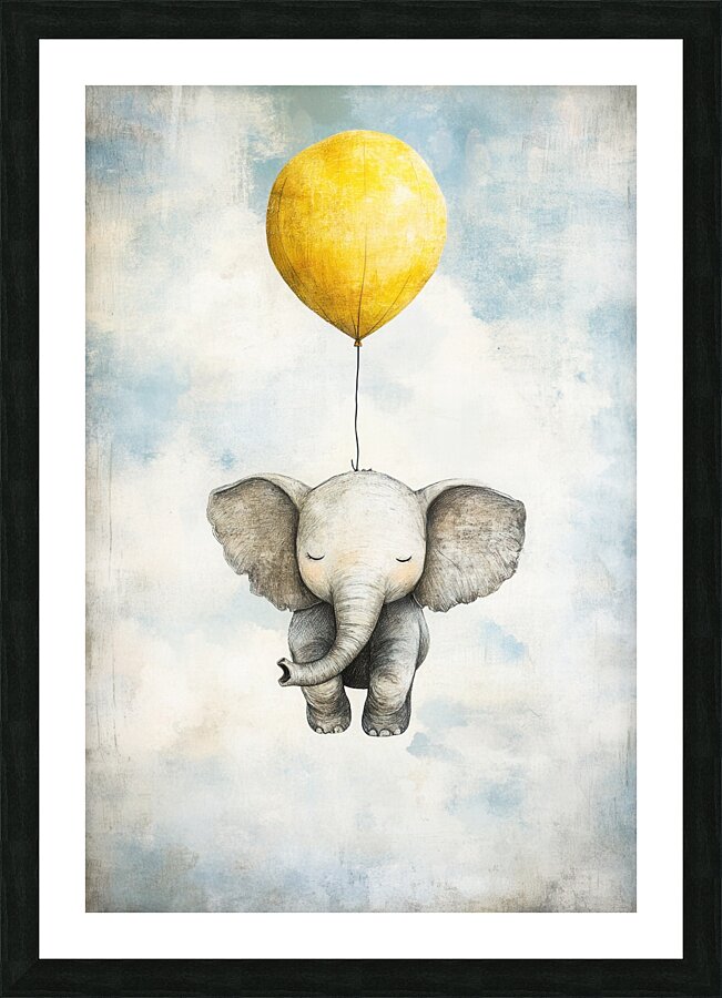 Whimsical Floating Elephant 01 Picture Frame print