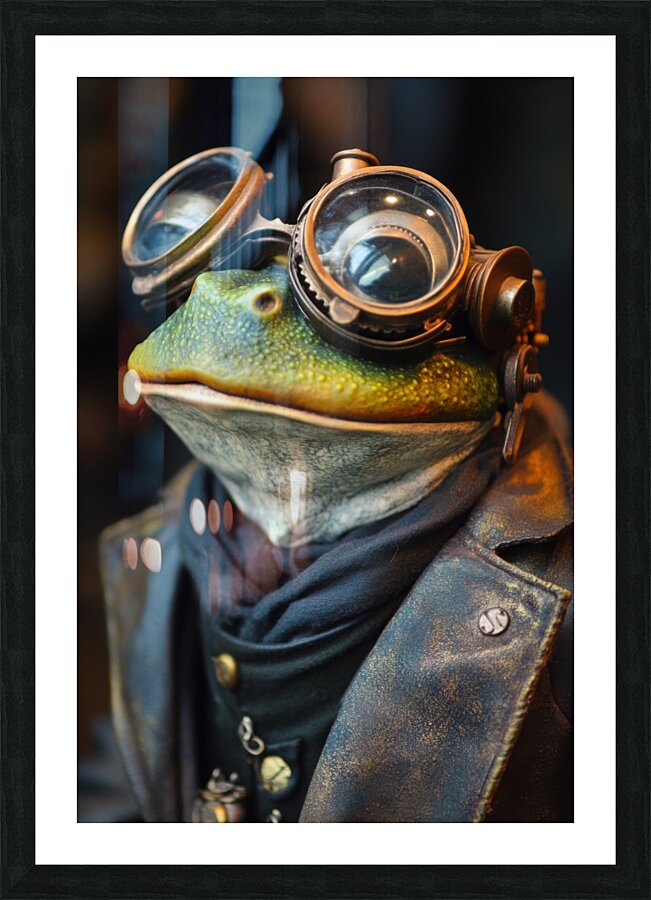 The Steampunk Frog Scholar Picture Frame print