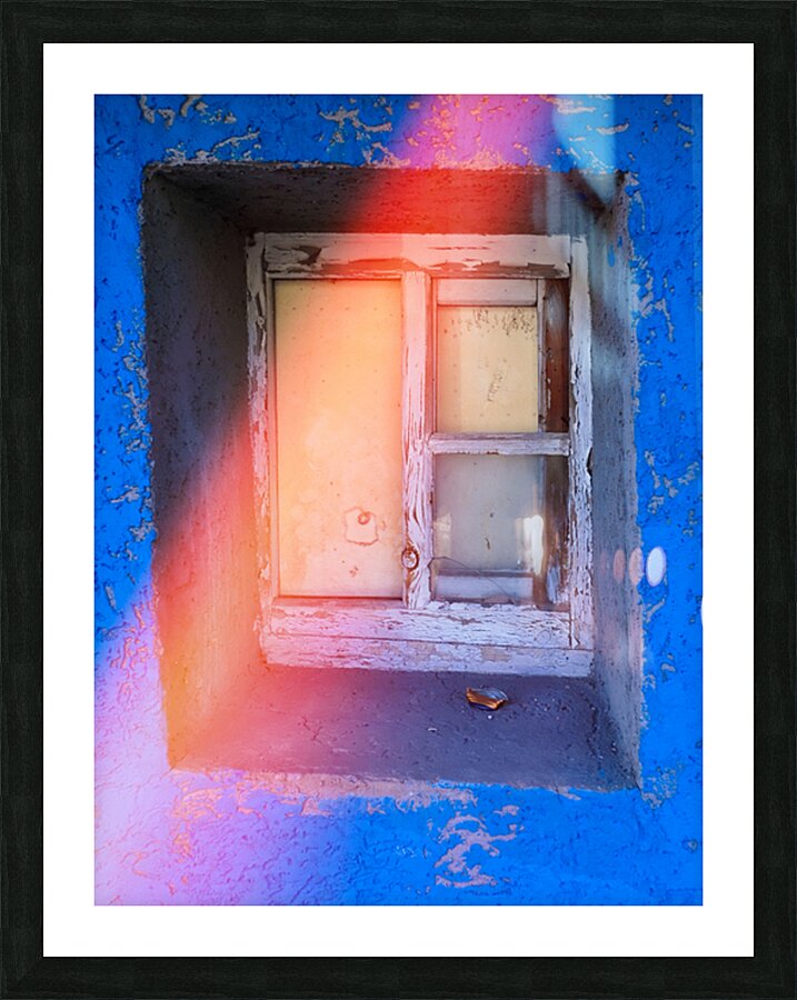 Rustic Window with Light Leak - Blue Wall Picture Frame print