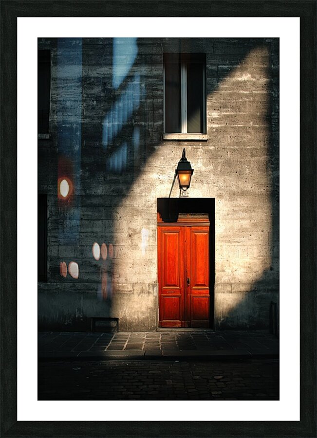 Sunlight on Red Door Picture Frame print