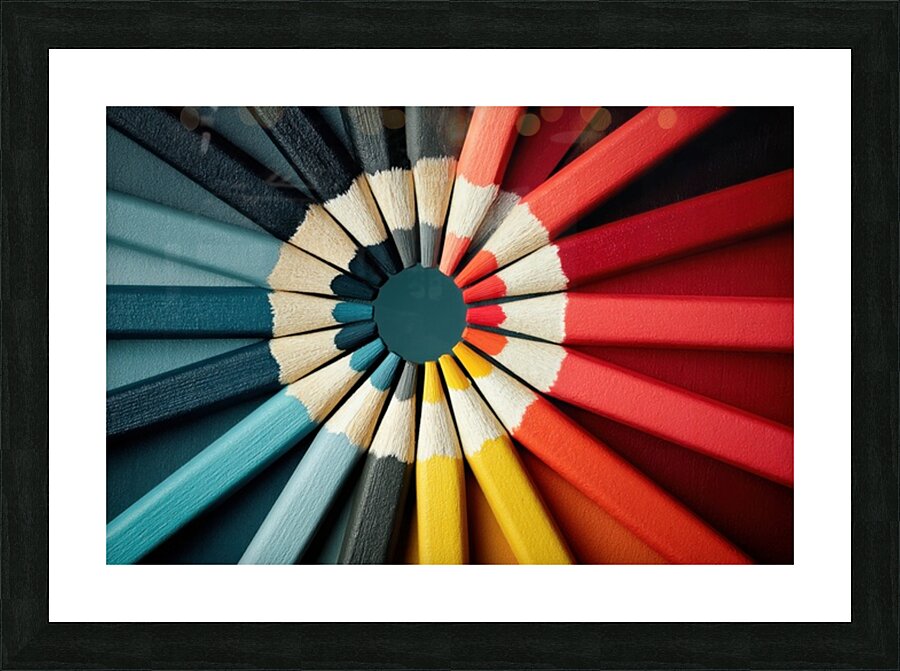Vibrant Colored Pencils in Circular Pattern Picture Frame print