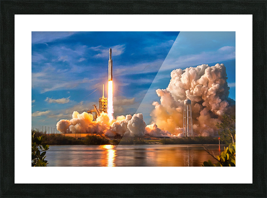 Falcon Heavy Rocket launch SpaceX Picture Frame print