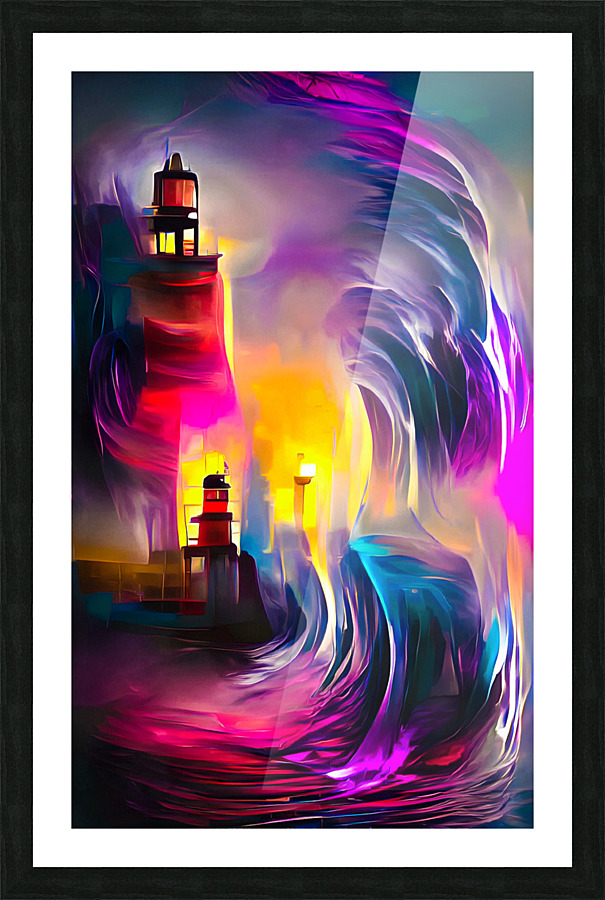 Lighthouse 02 Huge Waves Picture Frame print