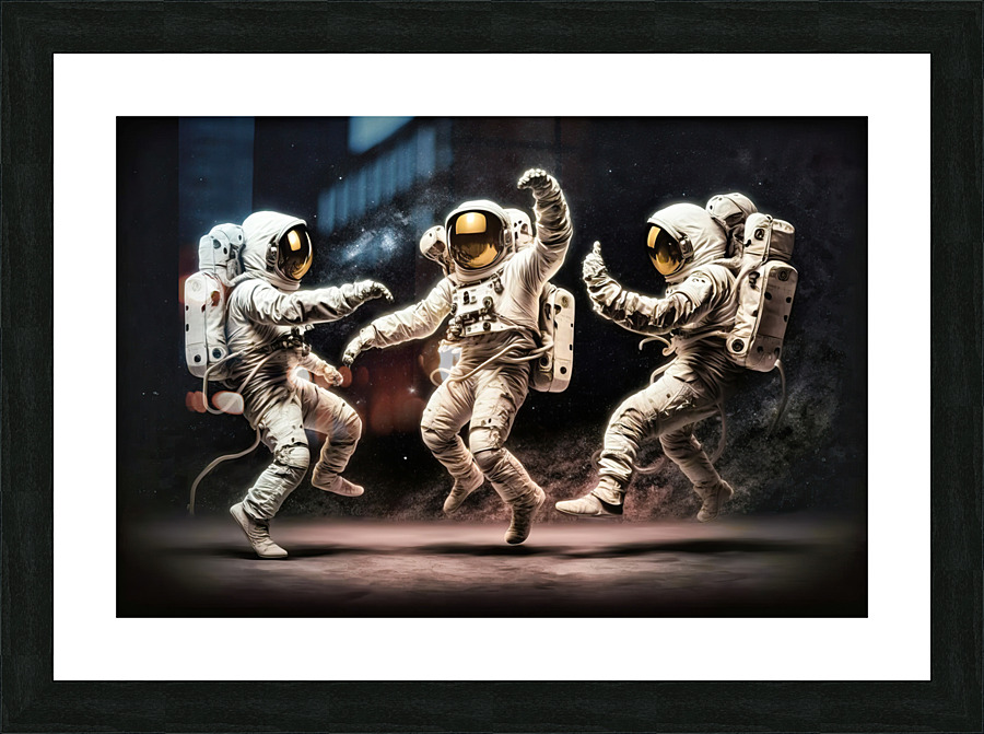Outer Space Party 01 Dancing Astronauts Picture Frame print