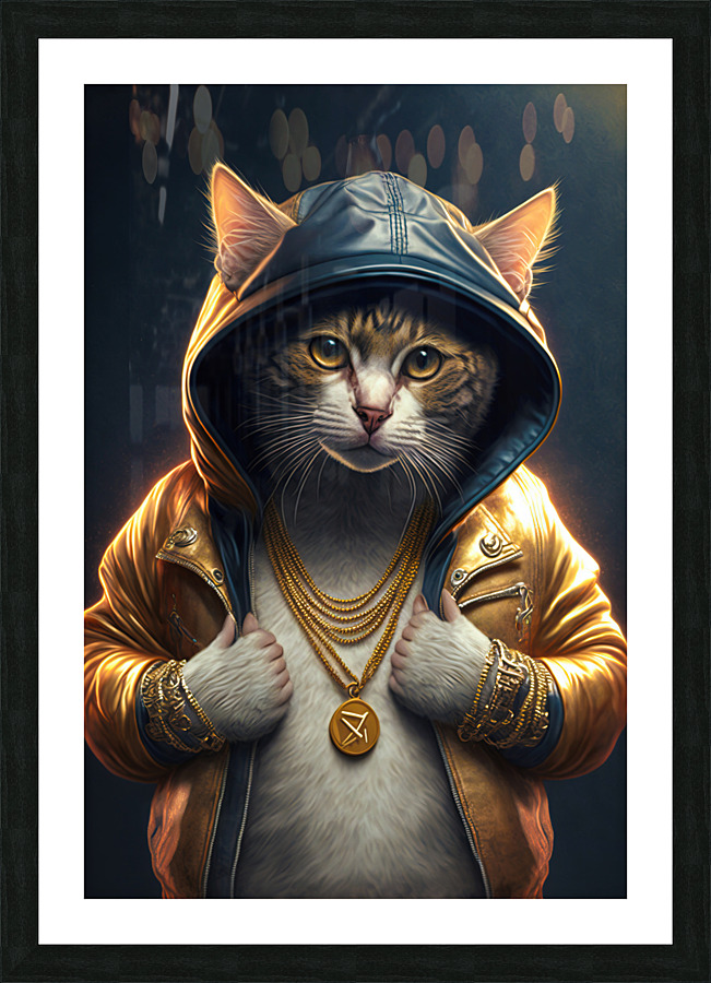 Cool Rapper Cat 03 Picture Frame print