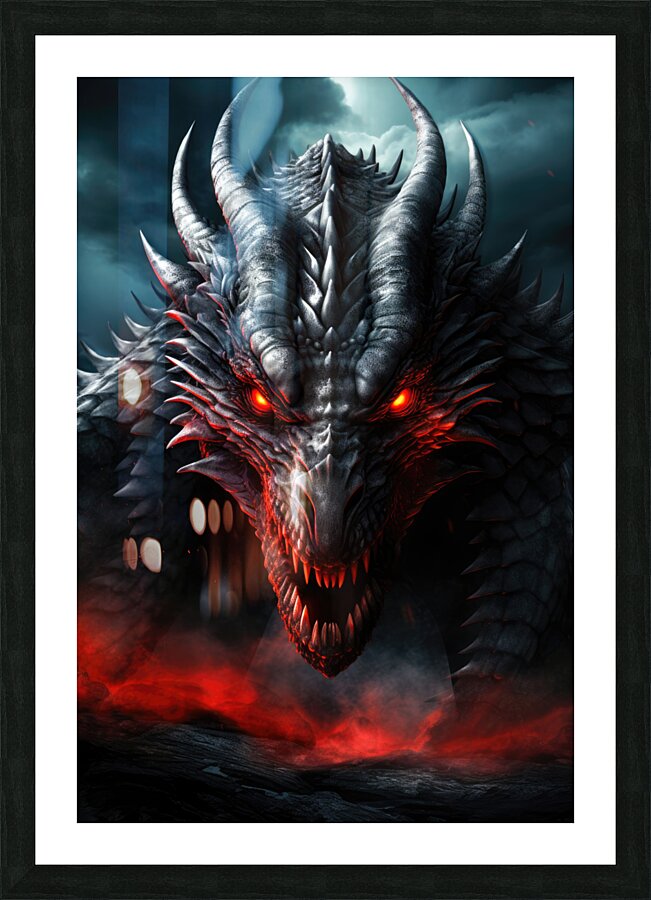 Dark Dragon Portrait 01 Picture Frame print