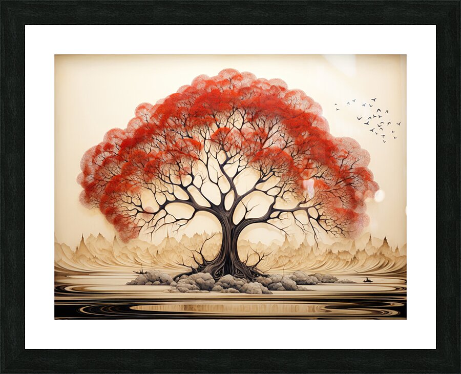 Creative Tree Art 04 Red Picture Frame print