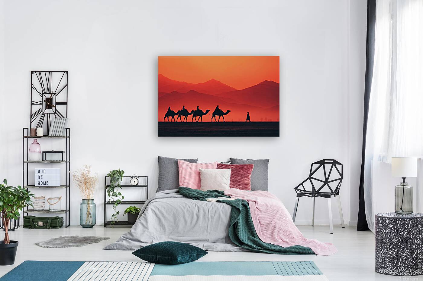 Camel Caravan at Sunset Reproduction