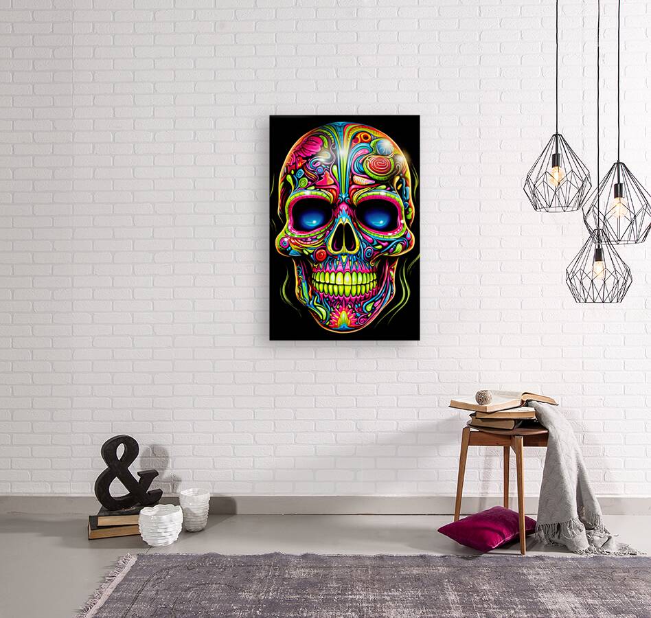 Neon Skull 01 Psychedelic Colors by Matthias Hauser Wall Art