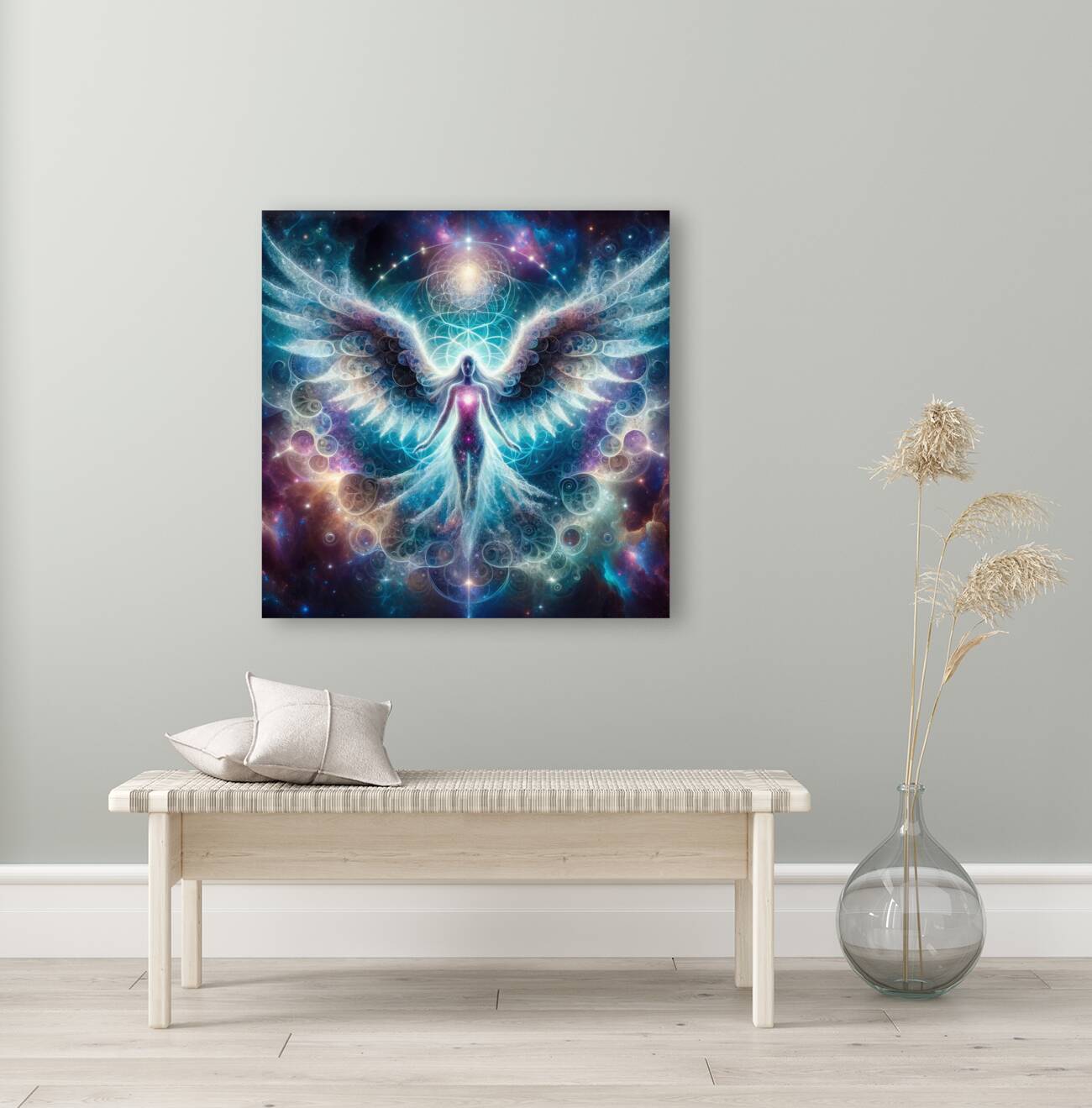 Spiritual Cosmic Fractal Angel 01 by Matthias Hauser Wall Art