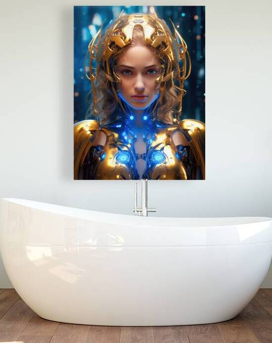 The Future of AI 50 Cyborg Gold and Blue by Matthias Hauser