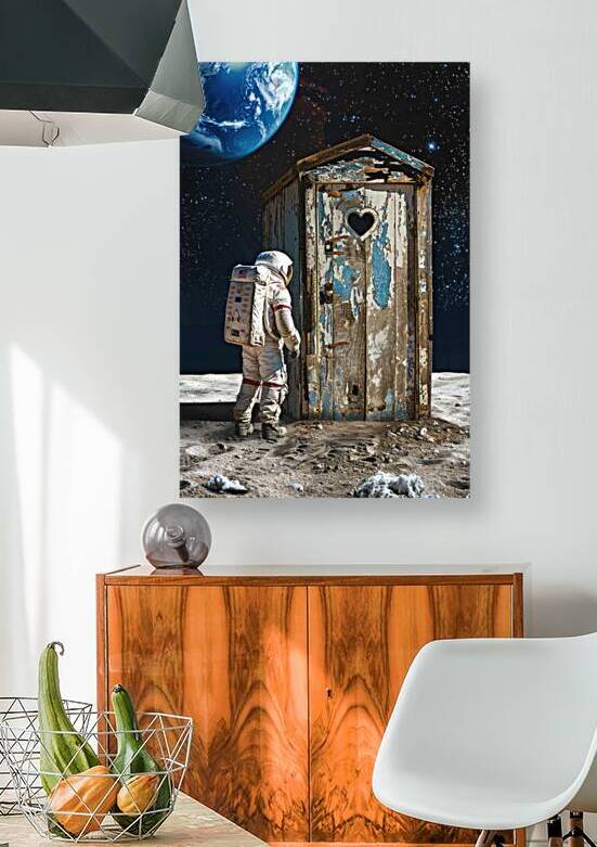 Astronaut and Outhouse on the Moon 01 by Matthias Hauser