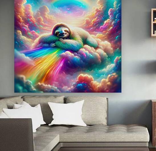 Sloth relaxing on psychedelic clouds 01 by Matthias Hauser