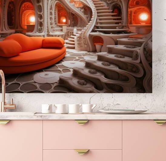 Inside a Fractal 07 Red Living Room by Matthias Hauser