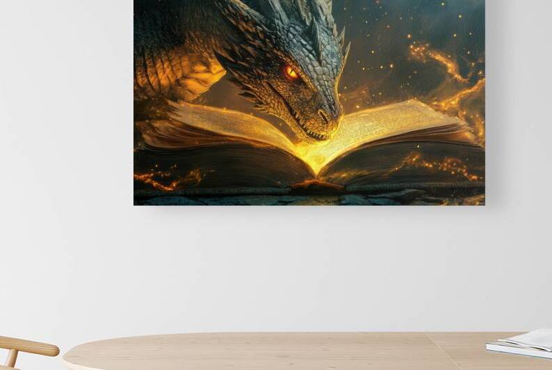 Dragon reading a magic book 01 by Matthias Hauser