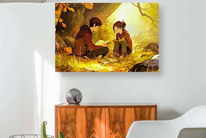 Friends reading in golden nature by Matthias Hauser