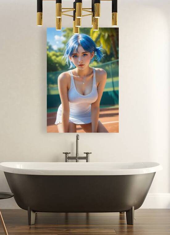 Cute Female Tennis Player 01 Blue Hair by Matthias Hauser
