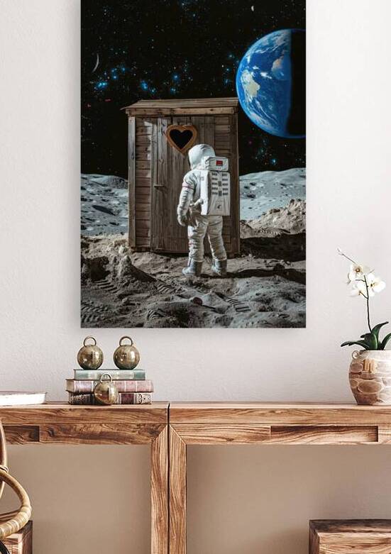 Astronaut and Outhouse on the Moon 02 by Matthias Hauser