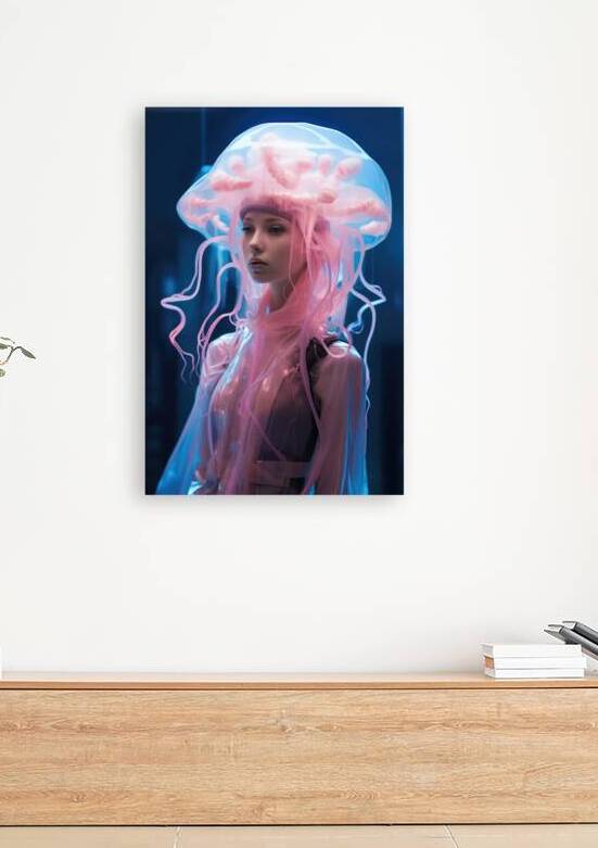 Jellyfish Cyberpunk Woman 04 Pink and Blue by Matthias Hauser