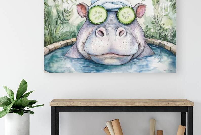 Funny Spa Day Hippo by Matthias Hauser
