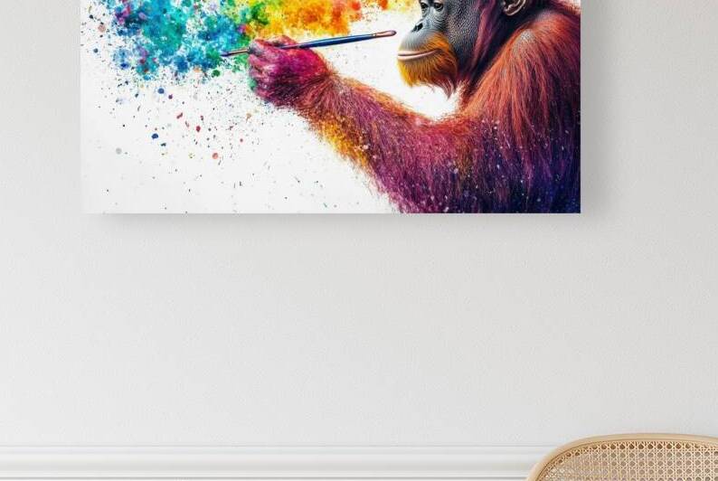 Creative Orangutan Painting the Rainbow of Imagination by Matthias Hauser