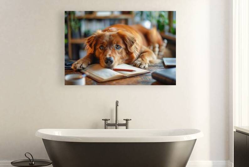 Cute Dog Tired from Studying by Matthias Hauser