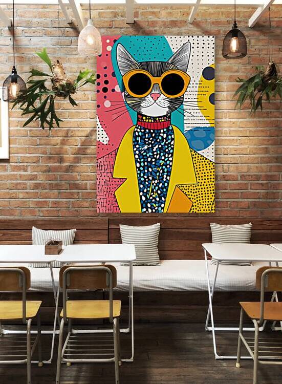 Cat in Vibrant Sunglasses Pop Art by Matthias Hauser
