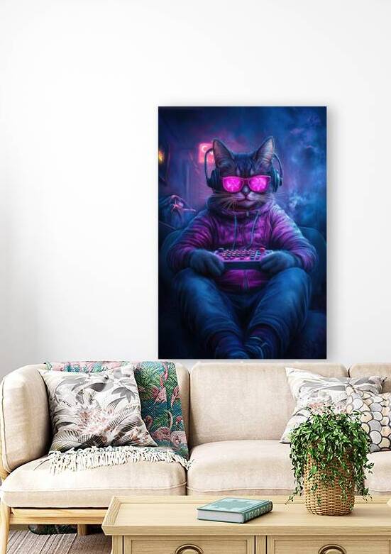 Neon Gamer Cat - The Coolest Player in the Room by Matthias Hauser