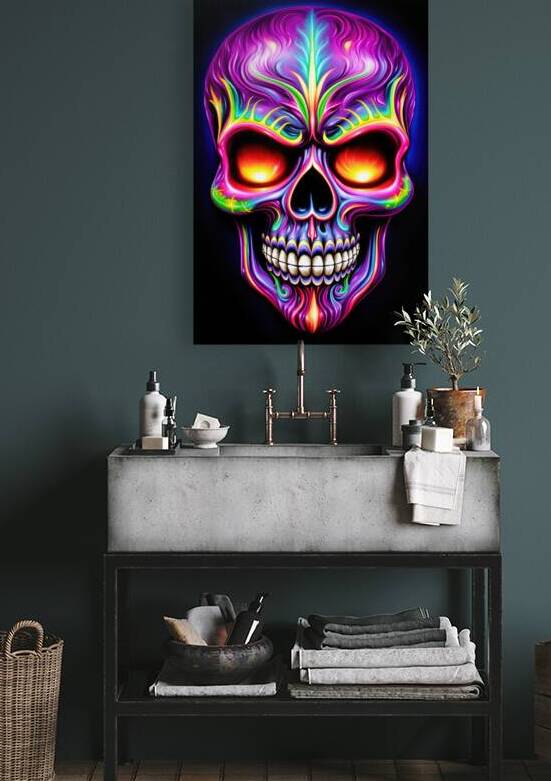 Vibrant Neon Skull 04 Purple by Matthias Hauser