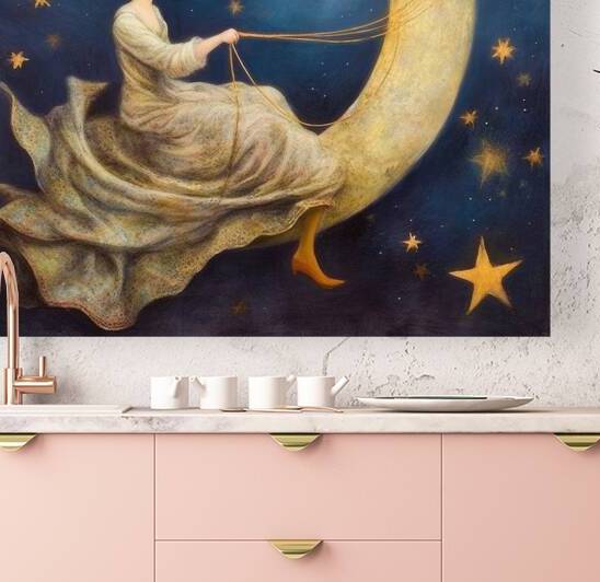 Woman and Moon 01 Night Sky by Matthias Hauser