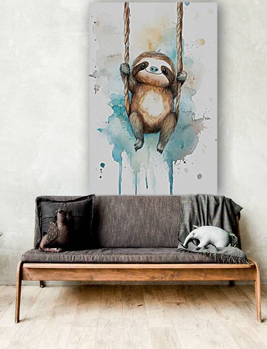 Swinging Serenity - Watercolor Sloth Bliss by Matthias Hauser