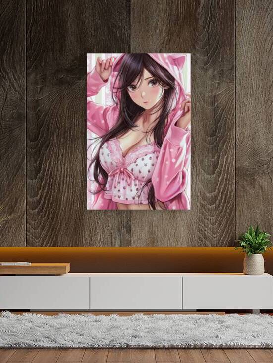 Pink Anime Girl - Polka Dot Elegance by Matthias Hauser
