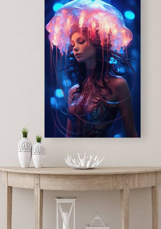Jellyfish Cyberpunk Woman 02 Blue and Pink by Matthias Hauser
