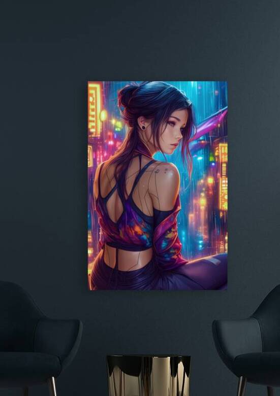 Cyberpunk Woman in the City - Neon Dreams by Matthias Hauser
