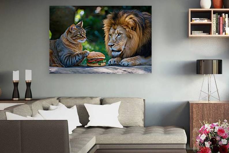 Cat and Lion and a Burger by Matthias Hauser