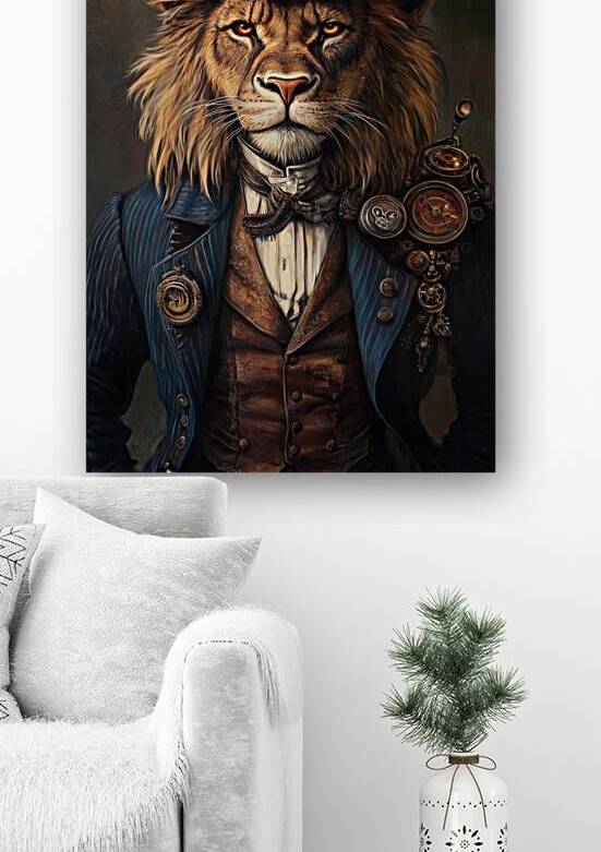 Steampunk Lion - Regal Inventor of Time by Matthias Hauser