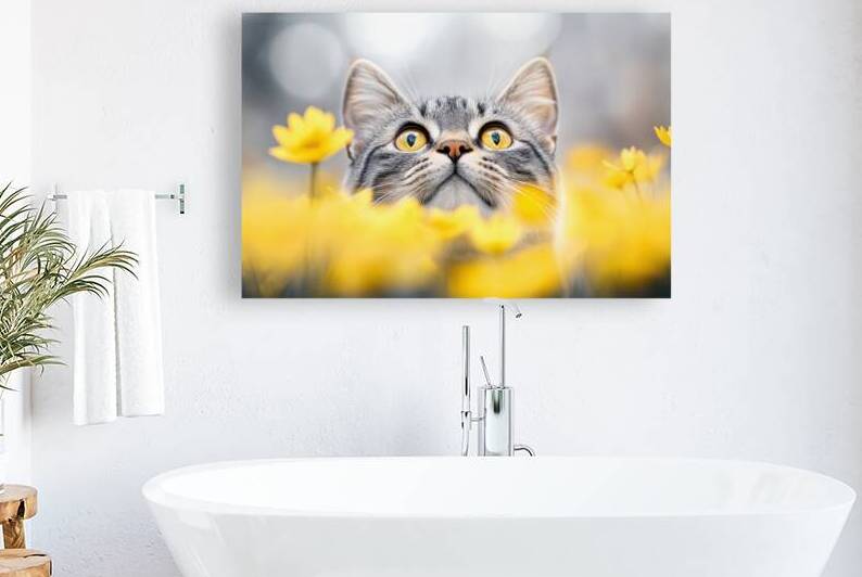 Cat in Spring Meadow - Golden Curiosity by Matthias Hauser