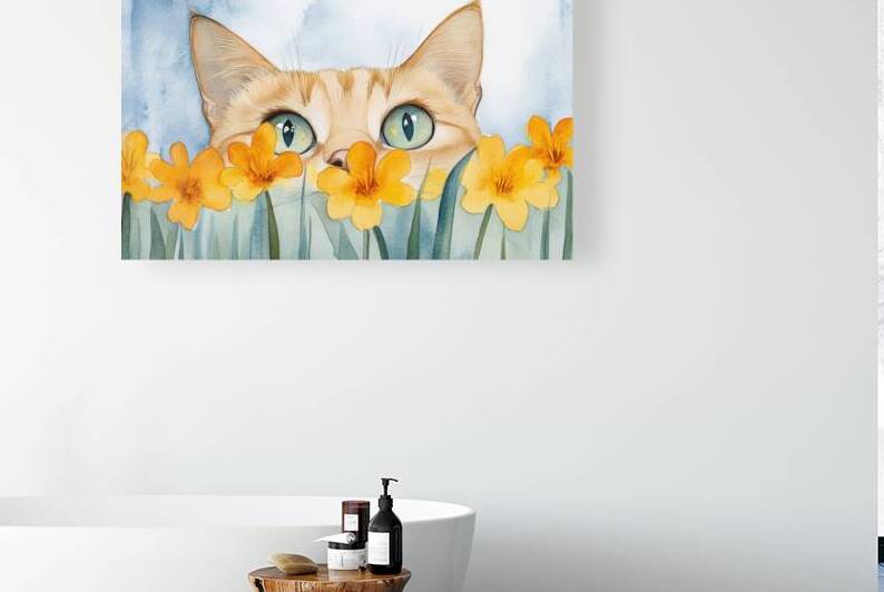 Cute Cat Peeking Through the Petals by Matthias Hauser