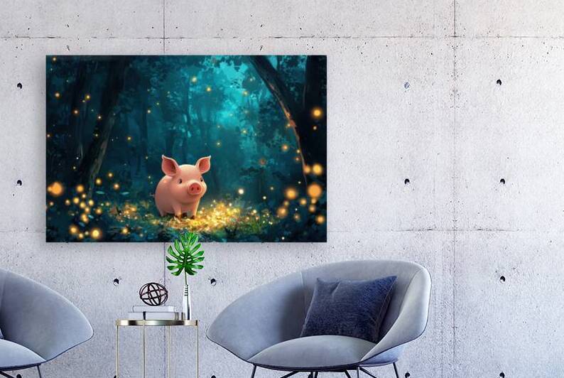 Piglet in a Magical Firefly Forest by Matthias Hauser
