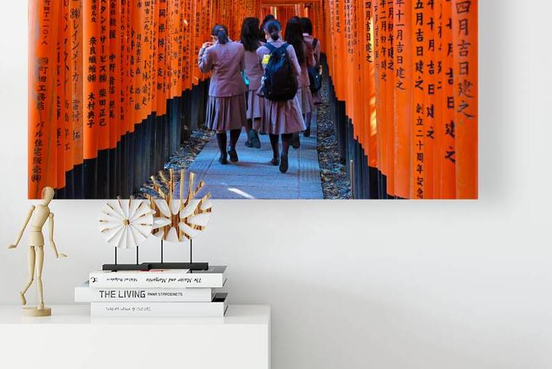 Path of Prayers - Students Walking Through Torii Gates in Kyoto by Matthias Hauser