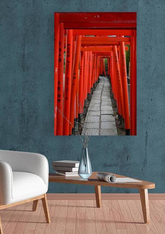Path of Devotion - Vermilion Torii Gates at Nezu Shrine Tokyo by Matthias Hauser